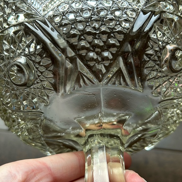 Vintage 1910 Keystone Pattern Pedestal Compote by U.S. Glass Co. (Reproduction) - Picture 9 of 14